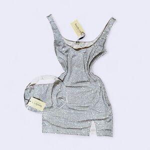 Sorelle UK Mini silver and black rhinestone dress.